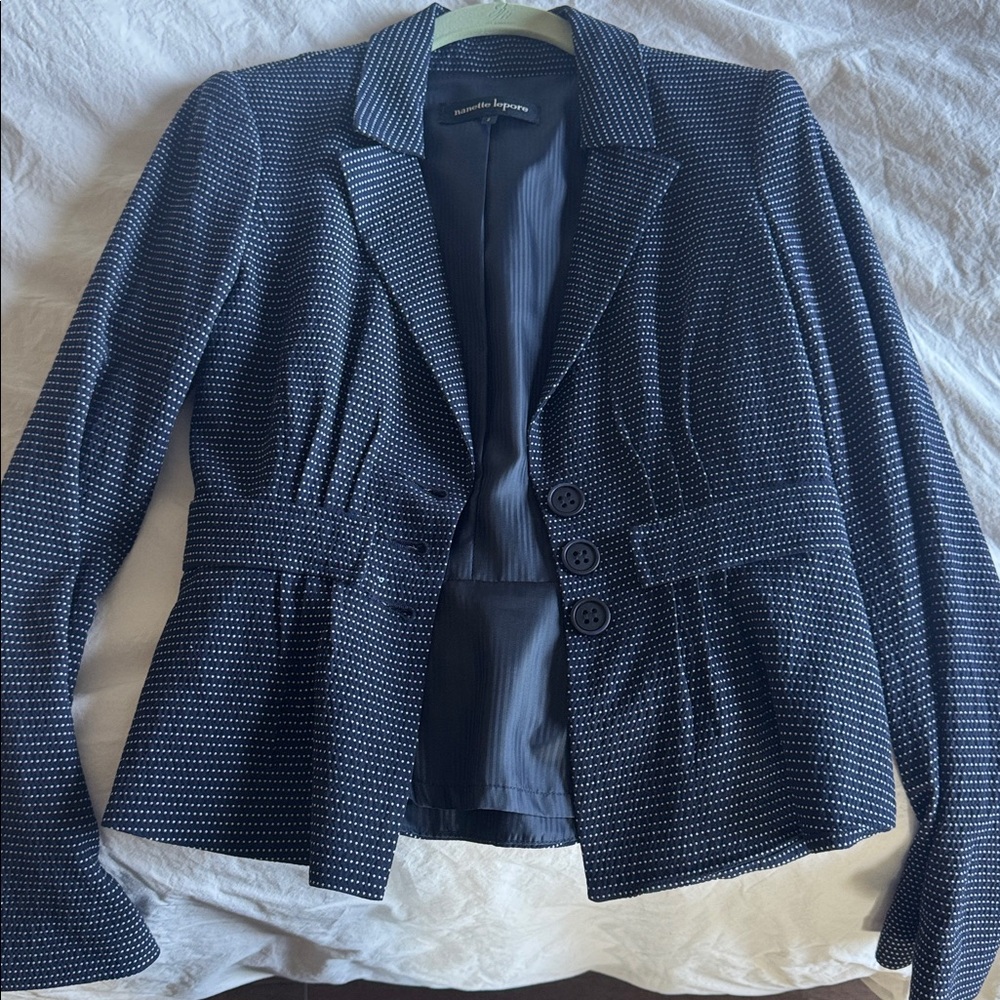 Nanette Lepore Navy Blazer with White Dots
